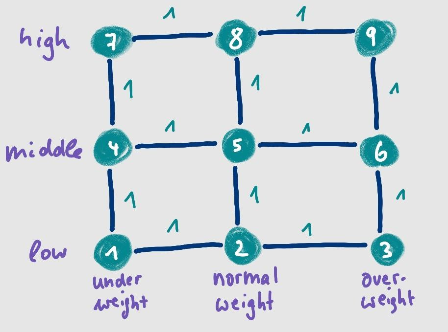 Unweighted meta-graph showing a grid.